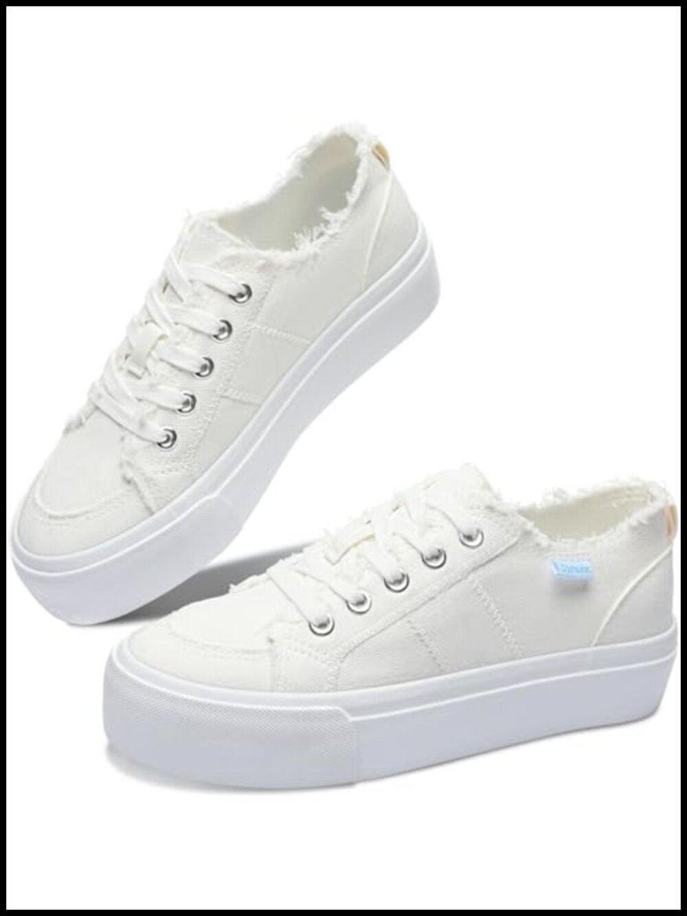 Women's Platform Canvas Sneakers Lace Up Casual Lift Shoes